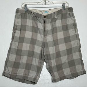 Tommy Bahama Chino Shorts Mens Size 34 Gray Plaid Cotton 9.5” Inseam